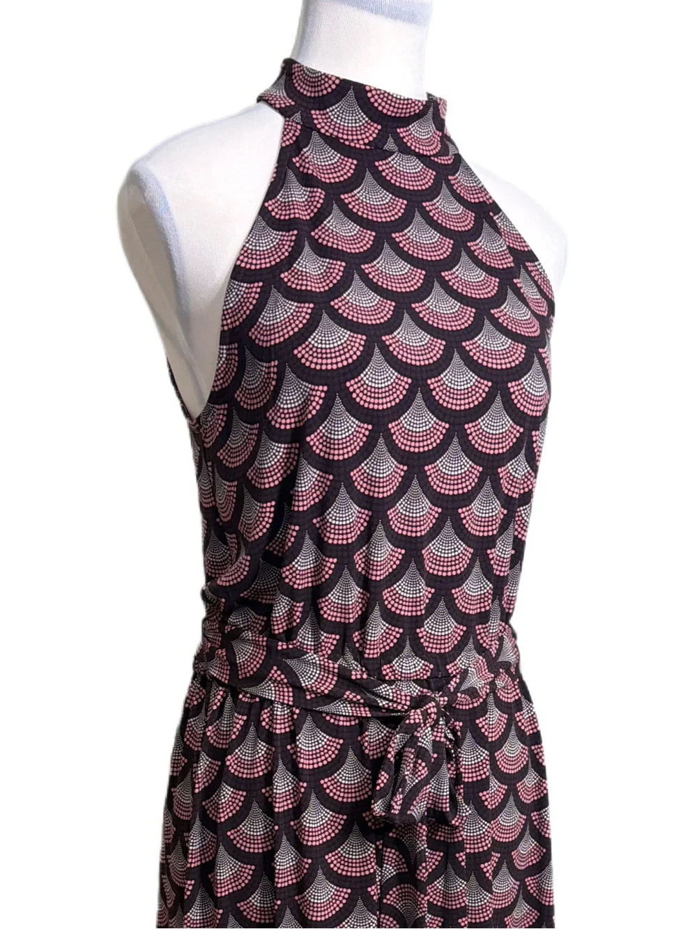 Michael Kors Sleeveless Pink & Black Patterned Maxi Dress